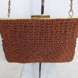 Vintage Jacobson's Brown Macrame Bag Chain Shoulder Bag Kiss Lock‎ Closure